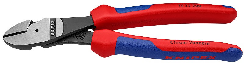 KNIPEX 74 22 200 - Diagonal-cutting pliers - Chromium-vanadium steel - Plastic - Blue/Red - 20 cm - 300 g