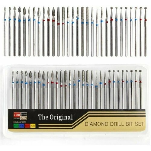 Набор алмазных фрез для маникюра Diamond Drill Bit Set, 30 шт. набор фрез для маникюра и педикюра 30 шт фрезы 30 шт для придания формы для работы с кутикулой для снятия гель лака