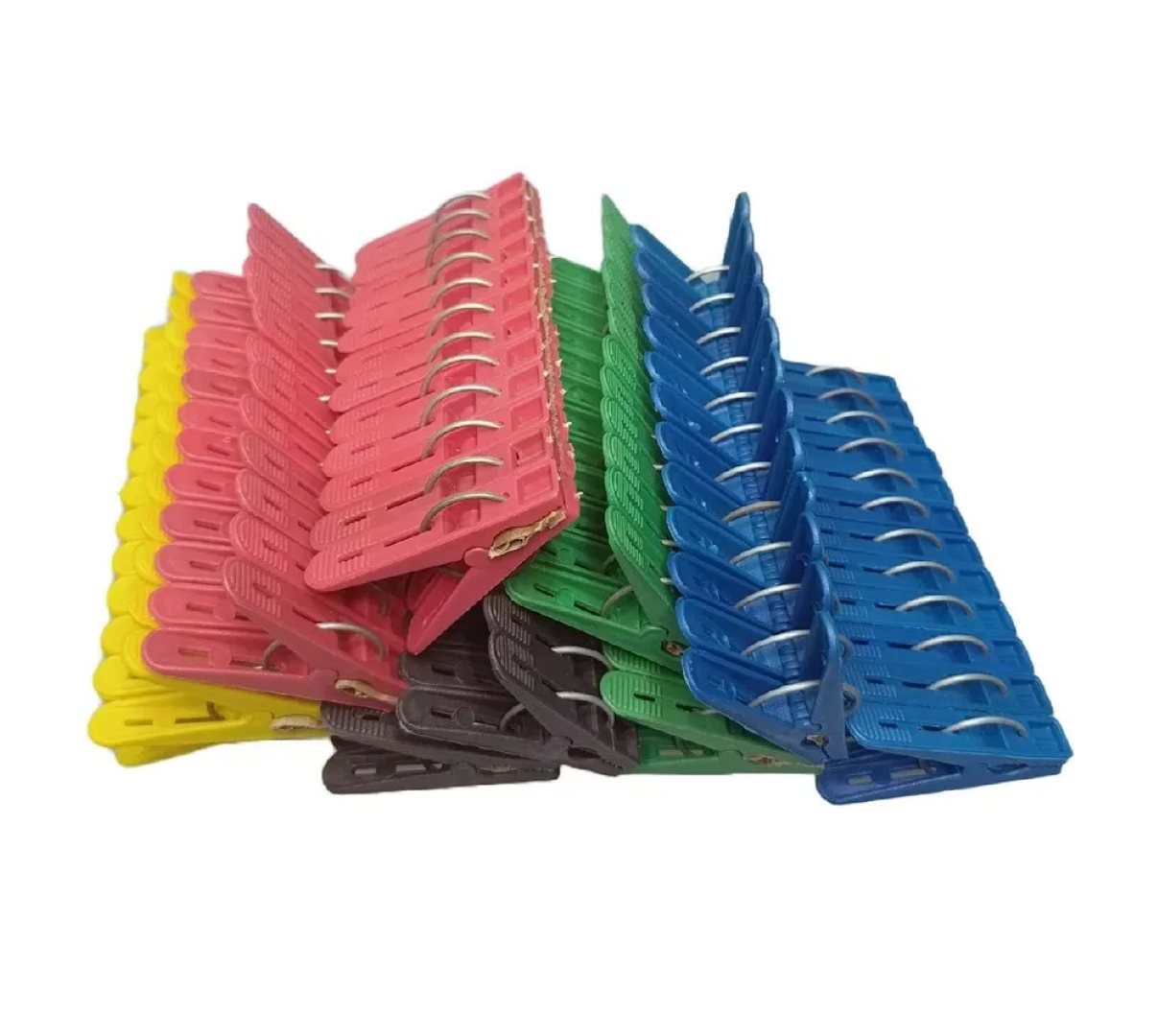 Прищепки для белья и полотенец пластмассовые в наборе 24 штуки, разноцветные - фотография № 1