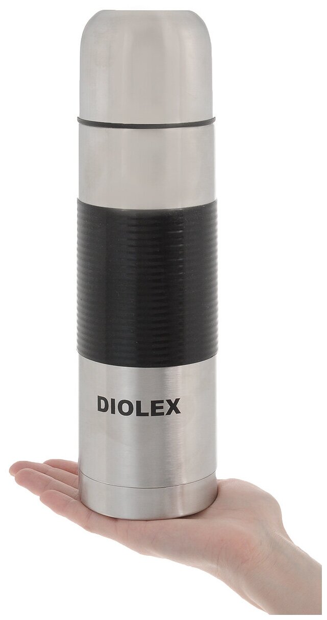 Термос с узким горлом Diolex DXR-1000-1, резиновый держатель, 1л