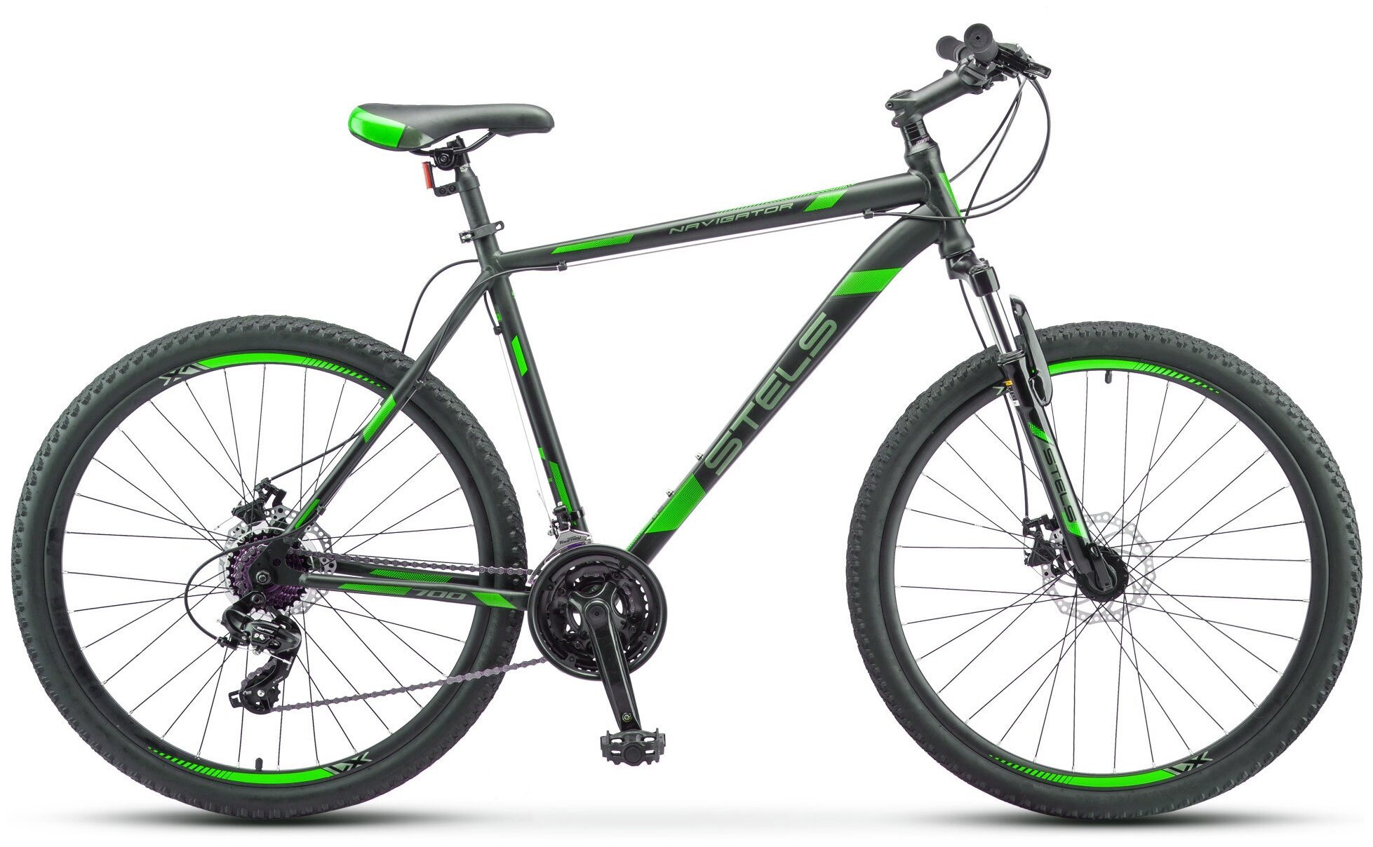 Горный велосипед Stels Navigator 700 MD F010 (2019) 17.5" Черно-зеленый (161-178 см)