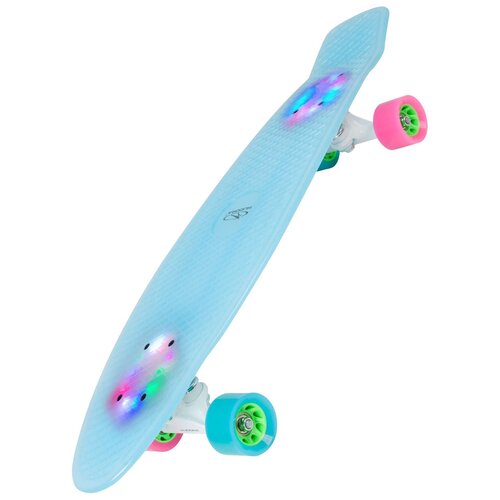 hudora скейтборд hudora skateboard retro rainglow цвет белый с подсветкой Мини-круизер HUDORA Retro Iceglow 27, 27x7.4, голубой