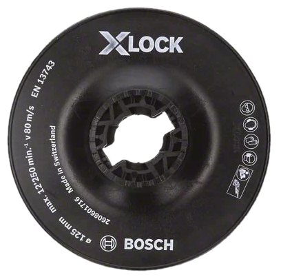 Тарелка для УШМ BOSCH X-Lock жесткая 2608601716, 125 мм, 1 шт.