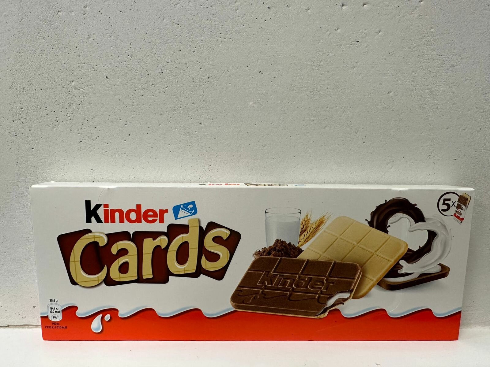 Печенье Kinder Cards, 128 г (в коробке 5 пачек по 2 печенья)