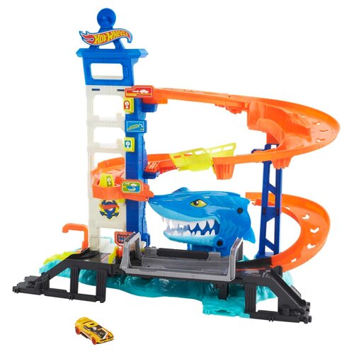 трек hot wheels city attack fnb05 gator garage Трек Hot Wheels City Hai-Attacke Spielset HDP06 оранжевый/синий/серый