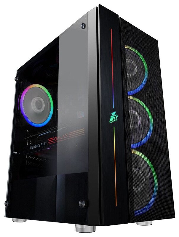 1STPLAYER B7-4M2 Корпус BLACK.SIR B7 ATX, tempered glass 4x 120mm RGB fans inc. B7-4M2