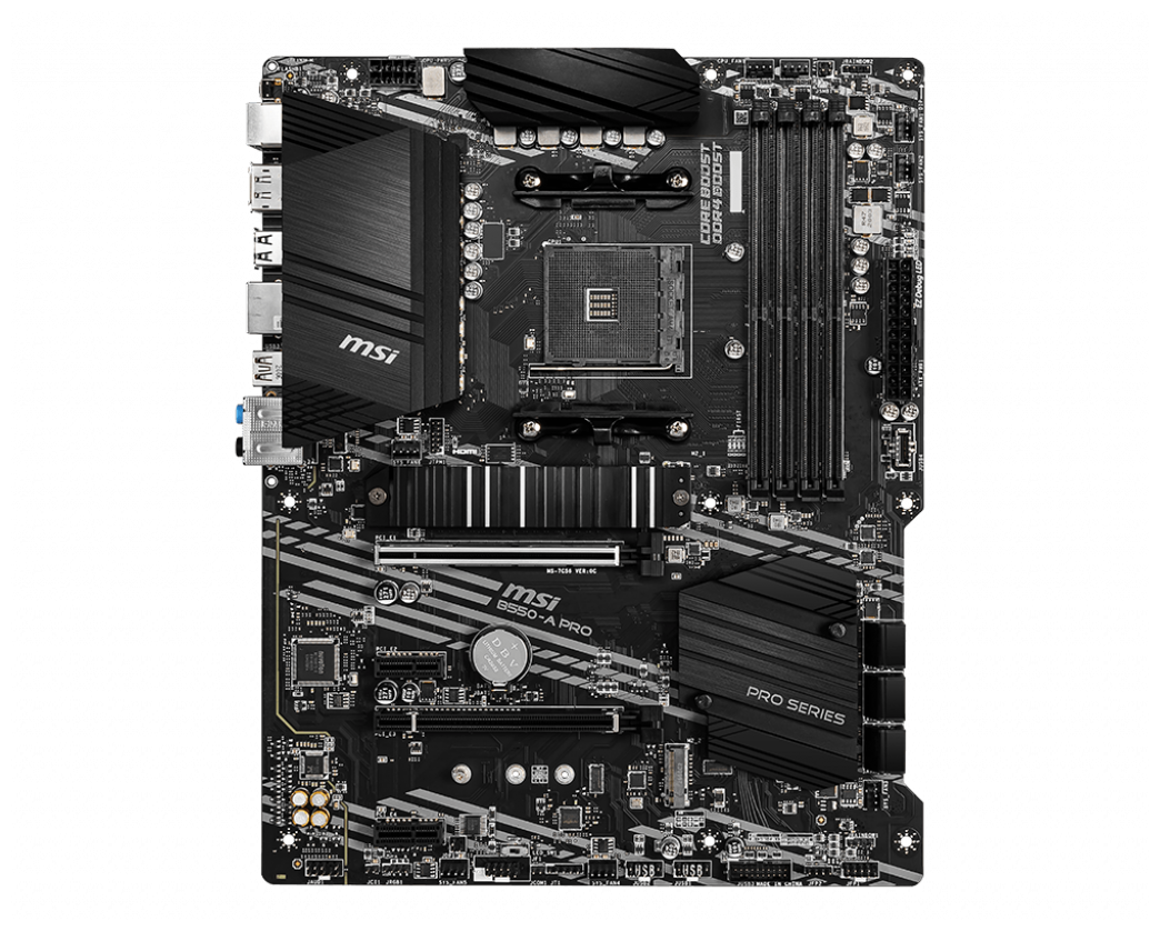 Материнская плата MSI B550-a PRO (am4, 4xDDR4, 1xPCI-Ex16, 2xPCI-Ex1, Usb3.2, 6xSATA III,2xM.2, DP,