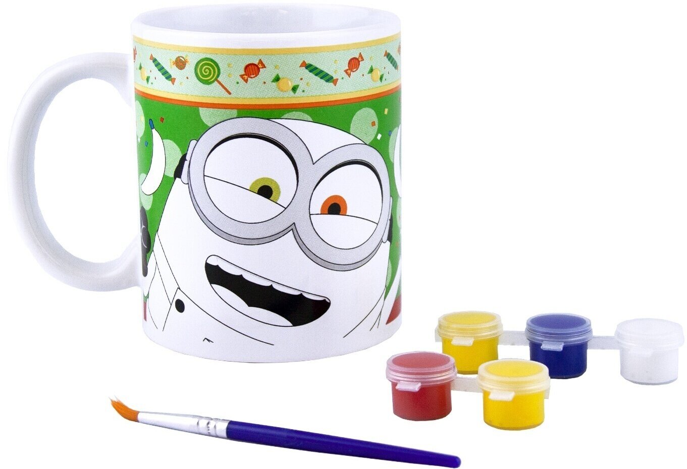 Кружка детская ND Play 325 мл, с красками и кисточкой, "Миньоны" Воздушные шары, керамика (296618)