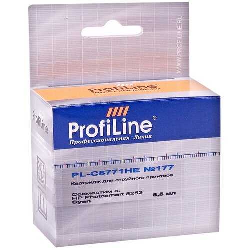 Картридж ProfiLine PL-C8771HE-C, 400 стр, голубой 18 compatible ink cartridges for hp363 use in hp c5180 c6180 c7280 3110 3207 3210 3213 3310 3313 7180 8230 8250 printer