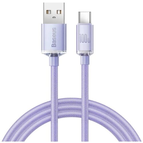 Кабель для сверхбыстрой зарядки Baseus Crystal Shine Series Fast Charging, USB to Type-C, 100W, 1.2 м, Purple