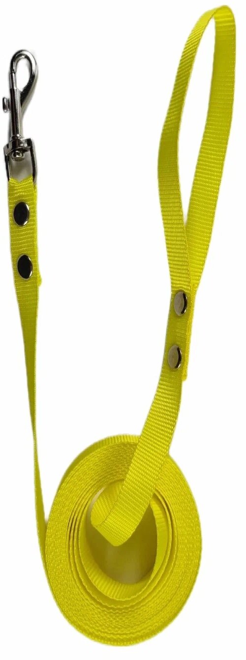 Поводок нейлоновый для собак 1 м х 20 мм (Желтый) - фотография № 2