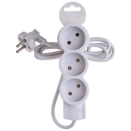 Удлинитель Duwi Quick Fix 32001 4, 3 розетки, б/з, 10А / 2200 Вт 3 1.5 м 0.75 кв. мм 235 мм 65 мм 55 мм белый