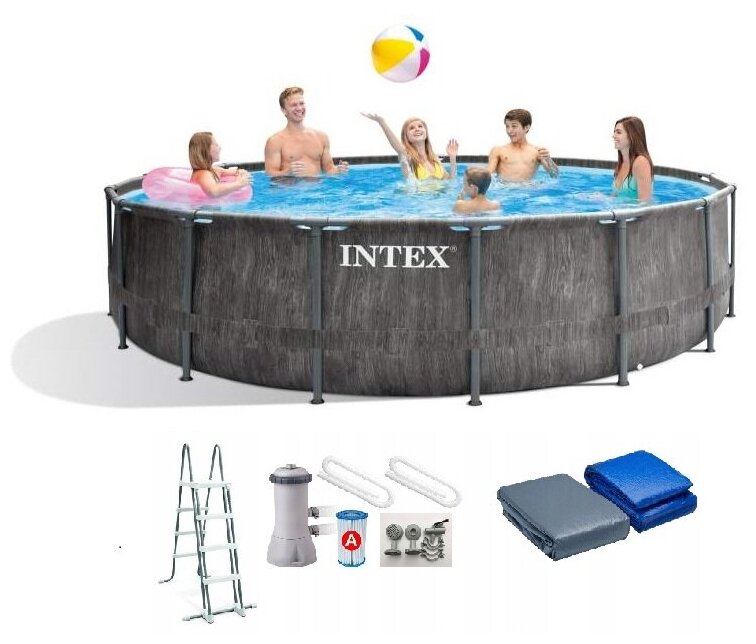 Бассейн каркасный Intex Greywood Prism Frame Pool 549x122 см, арт. 26744 - фотография № 2