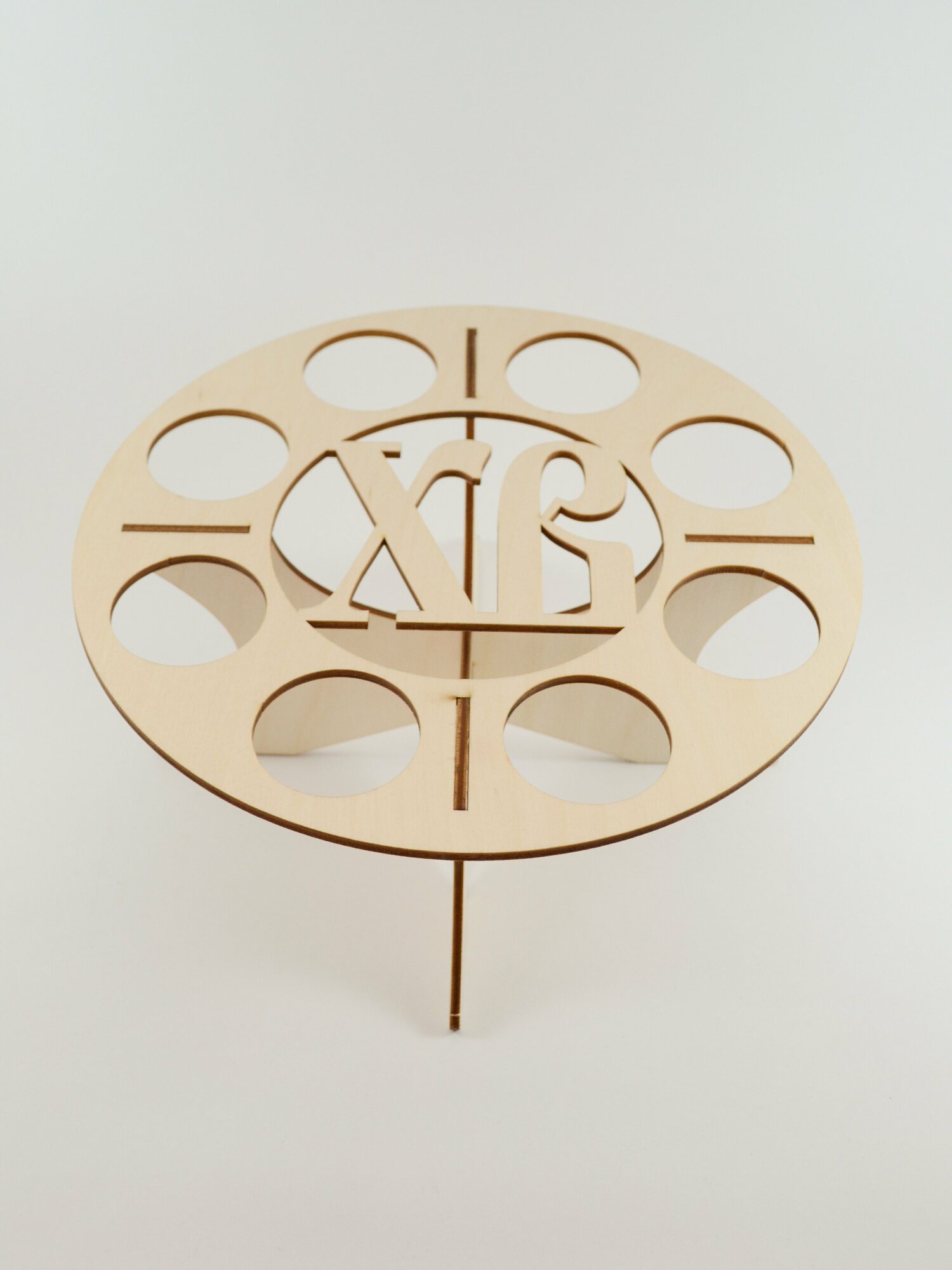 Подставка пасхальная для восьми яиц и кулича, деревянная, цвет бежевый — фото 1