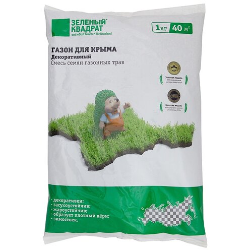 Зеленый квадрат Декоративный газон для Крыма, 1 кг, 1 кг газон декоративный игровой 1 кг