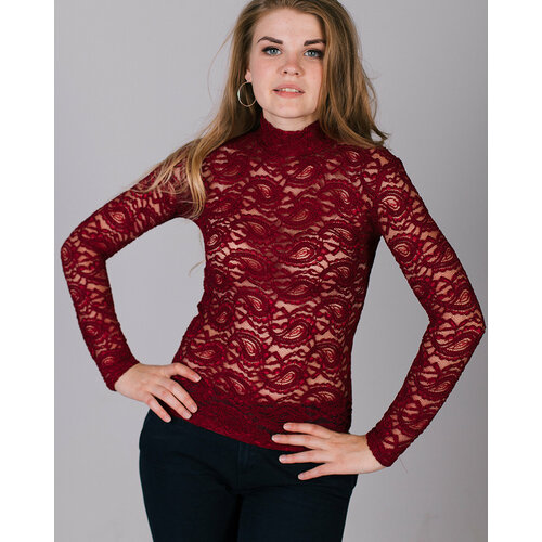 фото Водолазка flavour knit, длинный рукав, прилегающий силуэт, размер 50/52, бордовый