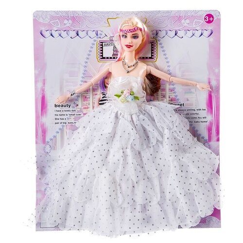 фото Кукла гратвест в белом платье с оборками, пакет, 29 см (д86998)