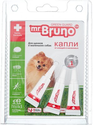 Mr.Bruno  капли от блох и клещей Green Guard для щенков и мелких собак 3 шт. в уп., 1 уп.