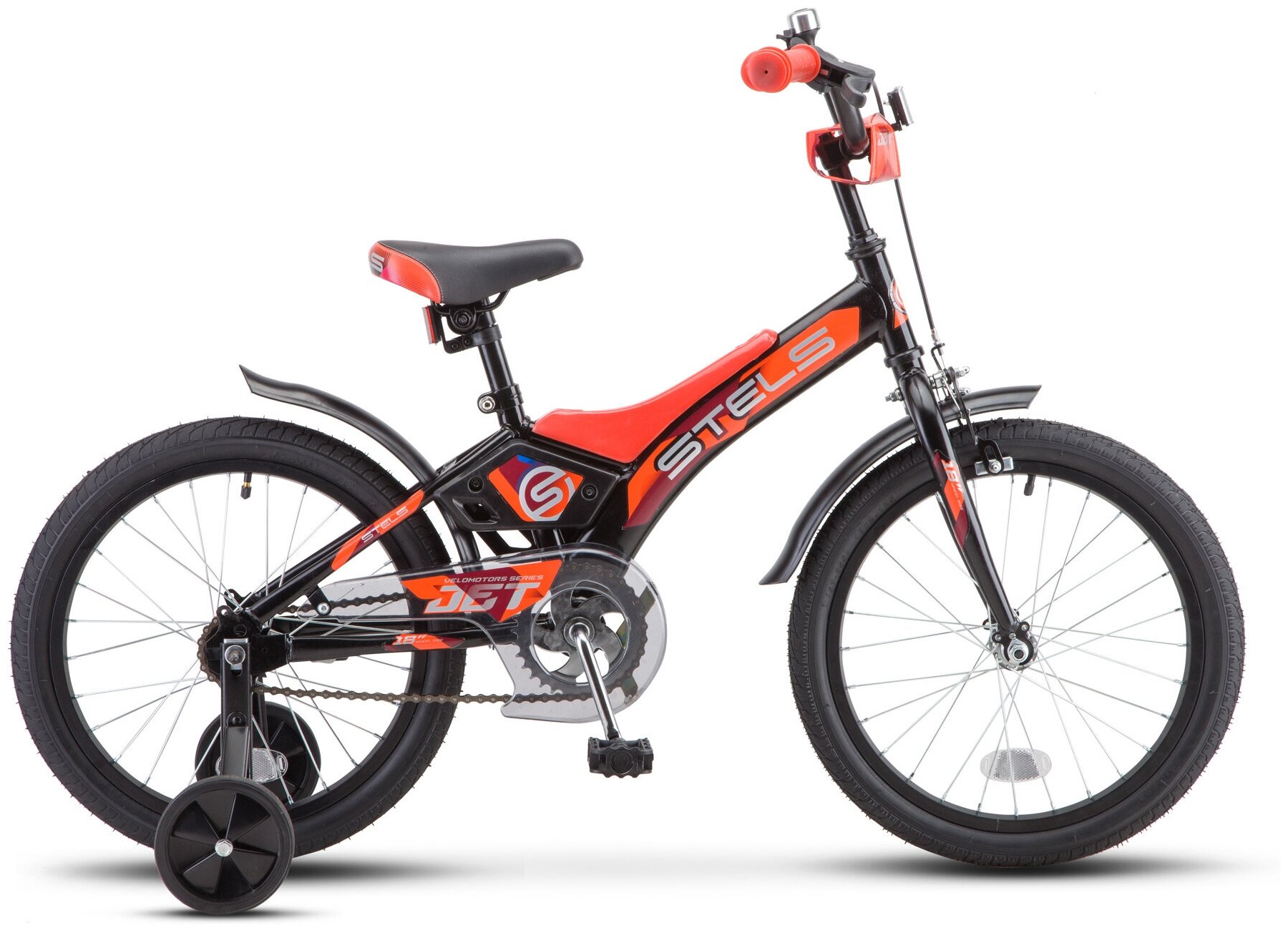 Детский велосипед STELS Jet 18 Z010 (2020) черный/оранжевый 10" (требует финальной сборки)