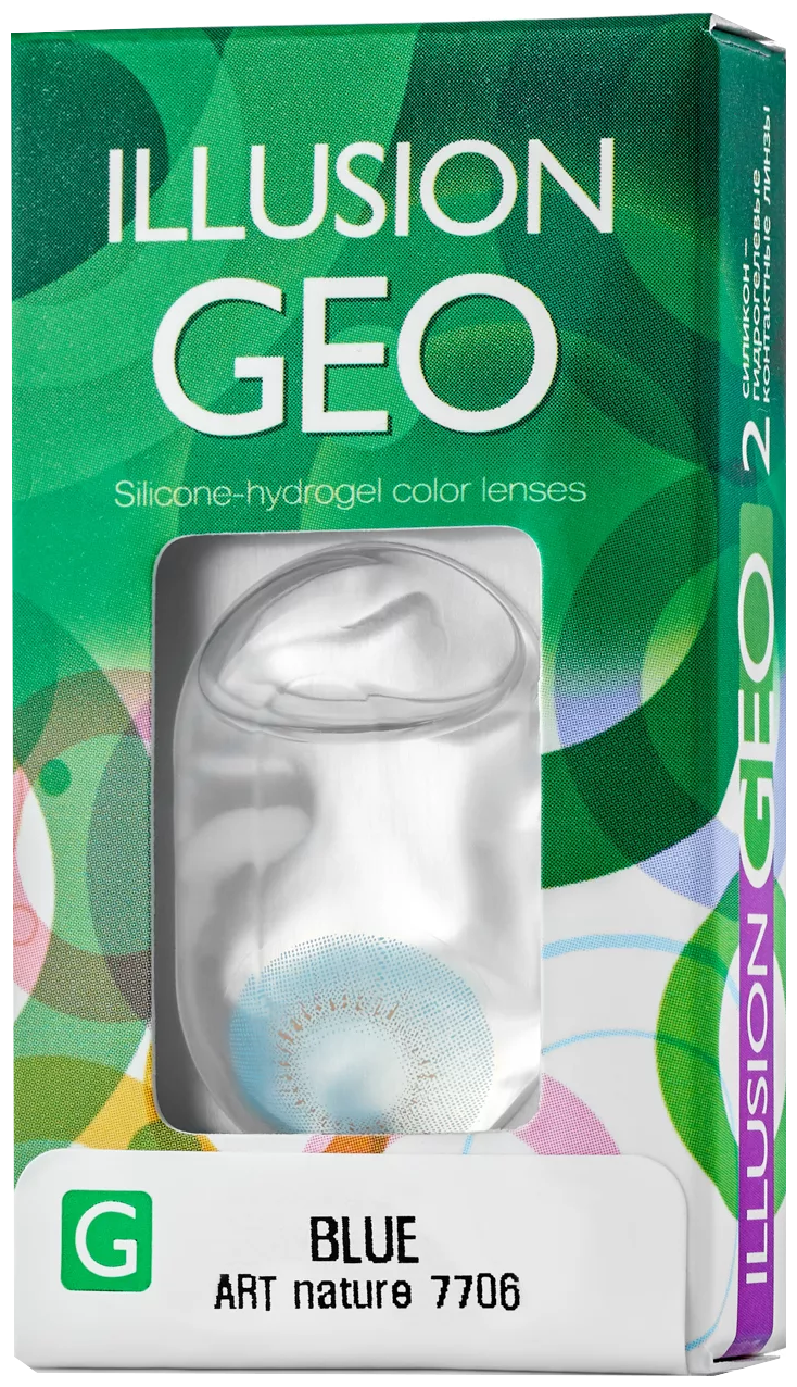 Цветные контактные линзы ILLUSION GEO Nature blue 0,0D R8.6 2шт.