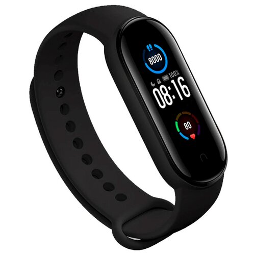 фото Спортивный силиконовый ремешок для xiaomi mi band 5 premium / премиум cпортивный браслет для трекера ксиоми ми бенд 5 (черный) life style