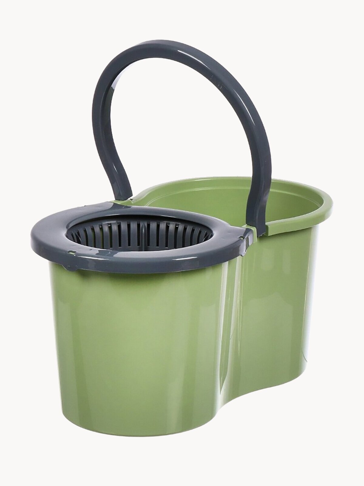 Швабра с отжимом и ведром, комплект для уборки VERDE SPIN MOP оливковый