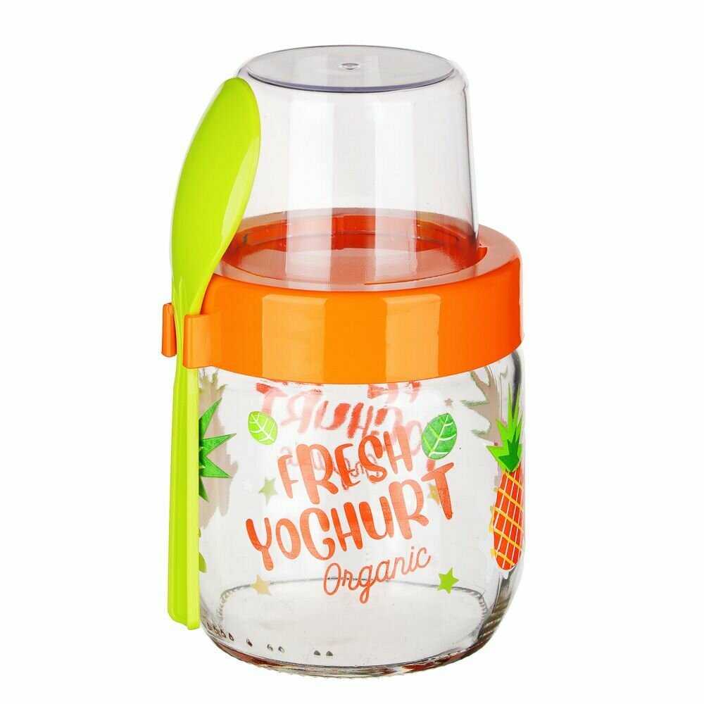 фото Банка для йогурта и мюсли с ложкой, 420мл