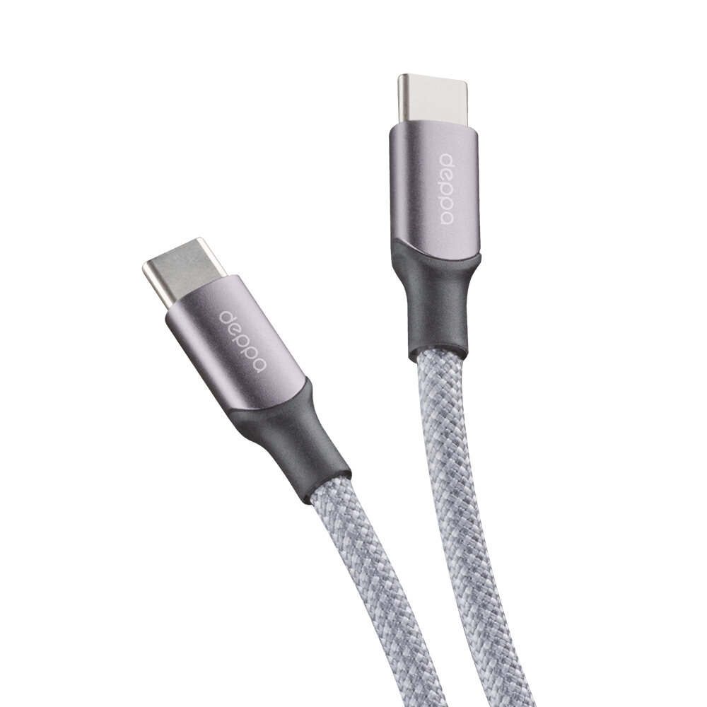 Дата-кабель Magneto, USB-C - USB-C, 100Вт, 1.5м, магнитный, нейлон, серый, Deppa, Deppa 72549