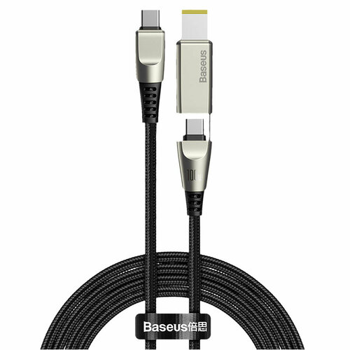 Кабель USB-C BASEUS Flash Series 2 в 1 Type-C - Type-C + DC, 5A, 10W, 2 м, черный aspor 4 in 1 wired new usb fast charger data cable 100w 1 2m black