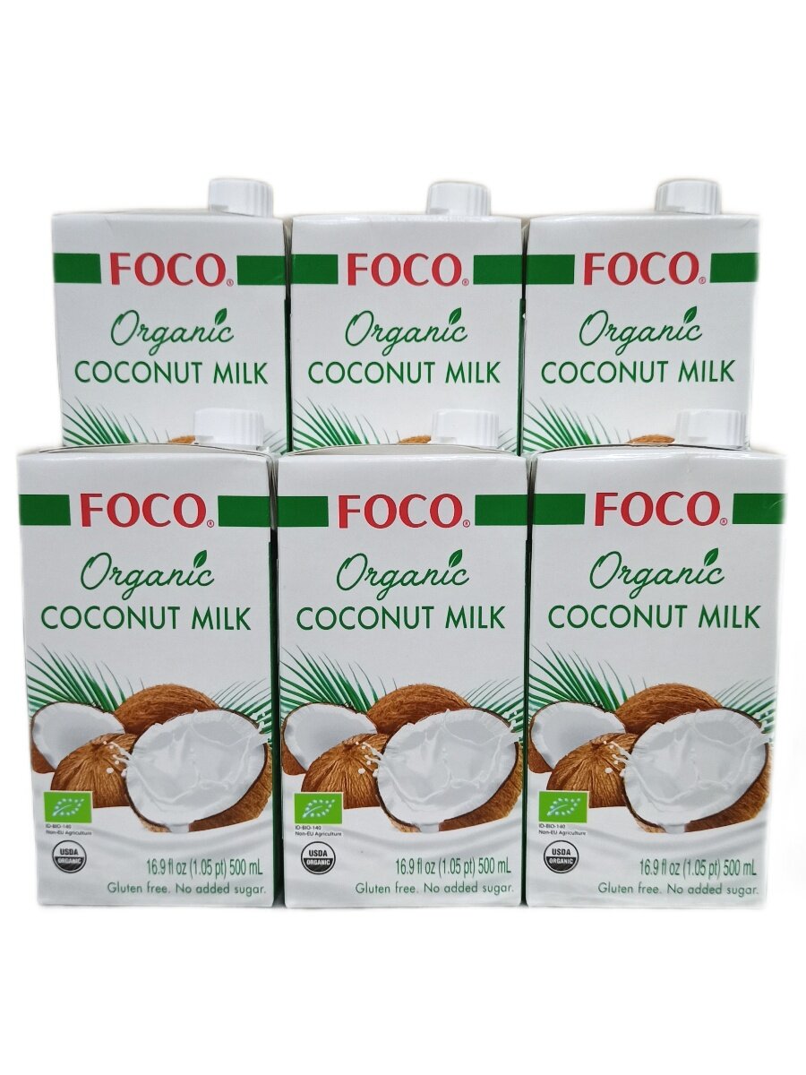 Органическое кокосовое молоко "фоко" 10 - 12 %, 500мл, 6шт - фотография № 2