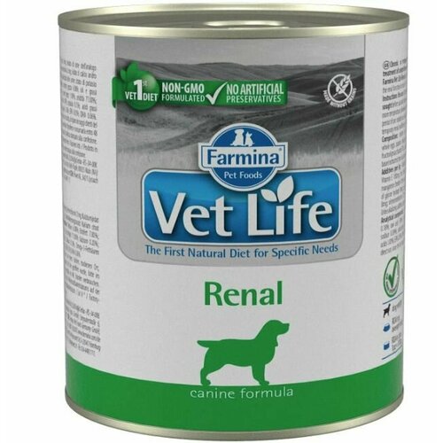 Влажный корм Farmina Vet Life Renal для собак, при болезнях почек, 300 г, 6 шт.