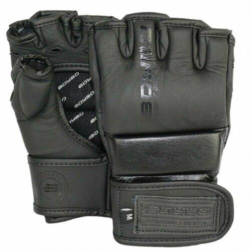 Перчатки ММА для смешанных единоборств, без пальцев, тренировочные из натуральной кожи BoyBo First Edition - Черный (S)