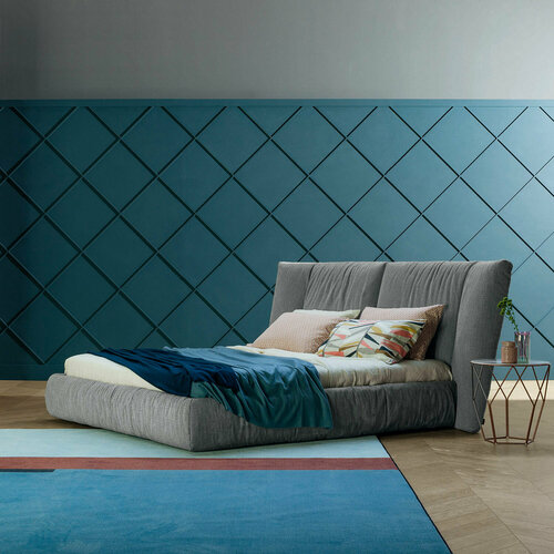 Двуспальная кровать с мягким изголовьем 140х200, SITDOWN, 