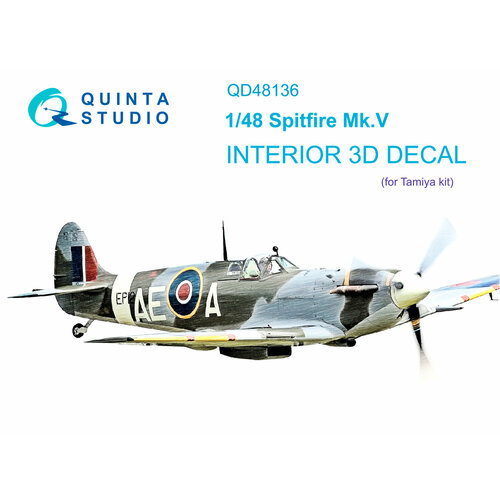 QD48136 3D Декаль интерьера Spitfire Mk.V (Tamiya