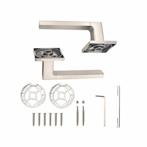 Ручка дверная Lavelly Marigold тонкая квадратная розетка матовый никель/хром (990338)