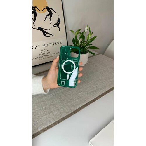 Чехол-накладка с MagSafe для iPhone 13 Pro Max / Зеленый кожаный чехол mcover для apple iphone 13 pro max с рисунком великий старостин