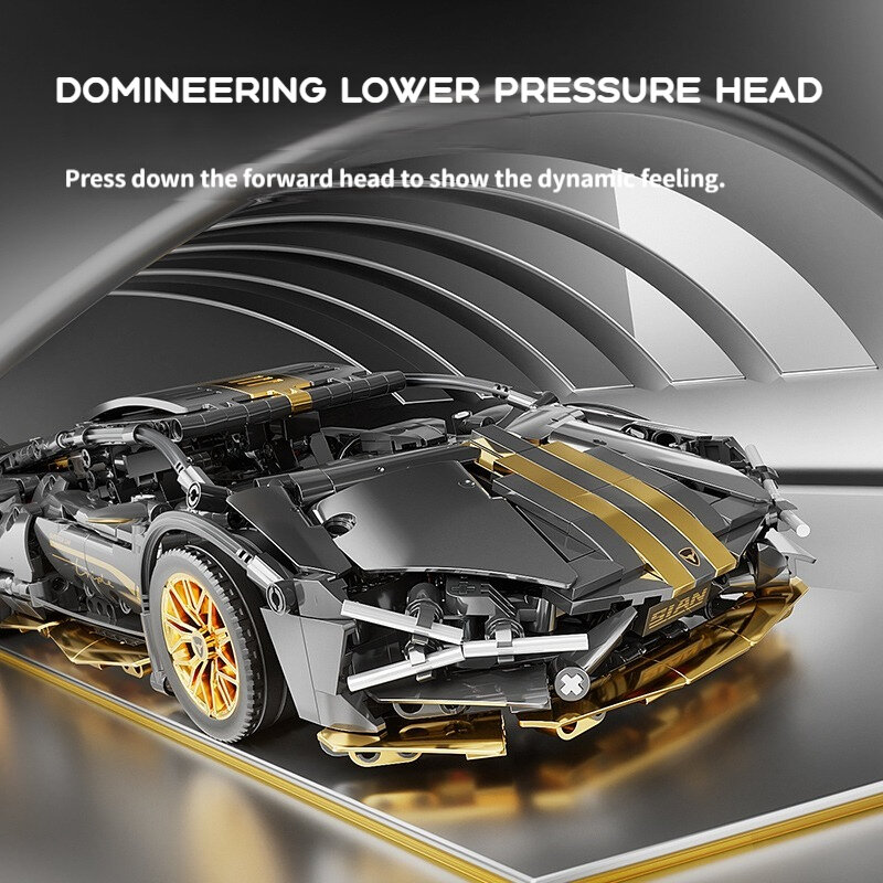Конструктор Техник набор 1200+ деталей, Черная ламба (technic, модель racing спорткар, лего совместимый, конструктор для мальчиков, большой набор) — фото 1