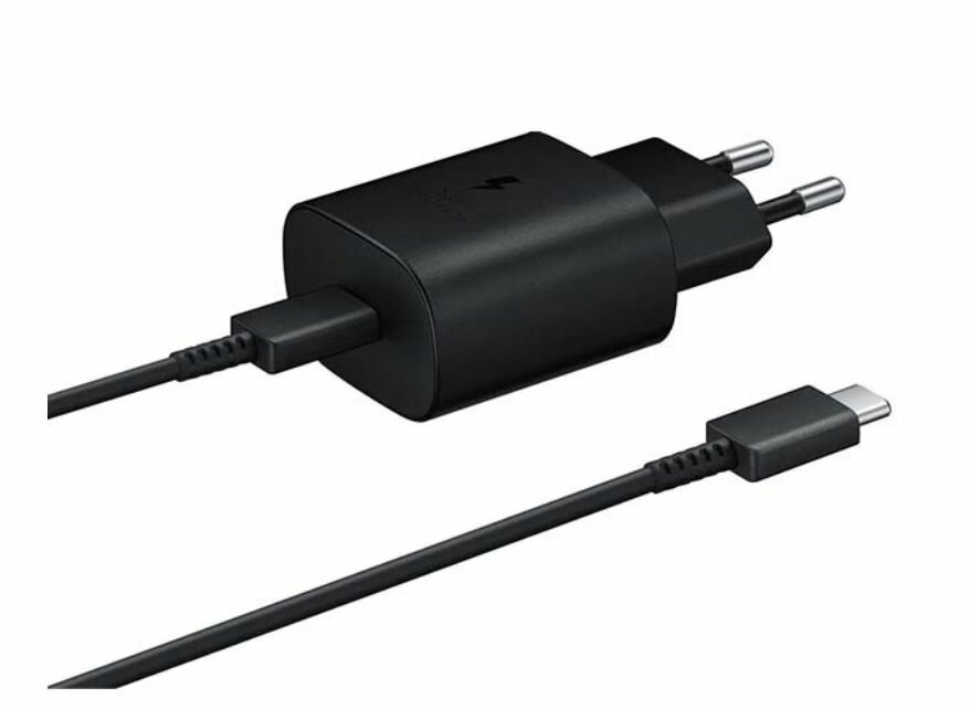 Сетевое зарядное устройство Samsung c кабелем USB Type-C, быстрая зарядка 25 W, черный — фото 1