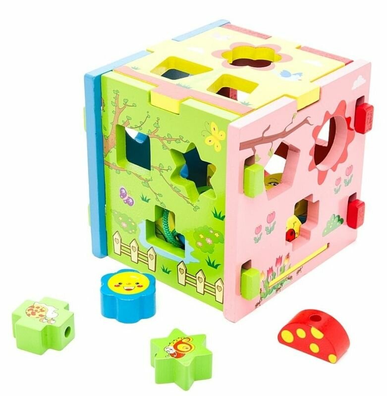 Развивающая игрушка Кубик Сортер , деревянный конструктор