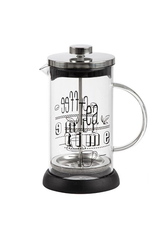 фото Френч-пресс (чайник-кофейник) 600 мл из боросиликатного стекла, цвет - черный