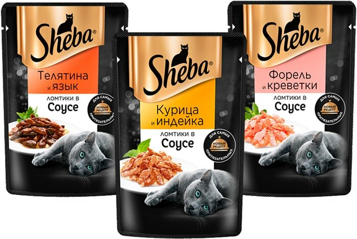 Набор влажного корма для кошек Sheba 3 вкуса ломтики в соусе 75г*36шт