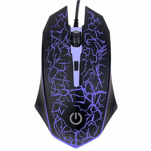 Проводная мышь GRID оптическая 4 кнопки DPI 800-1600 USB чёрная GAME DESIGN 7 цветов подсветка 50500₽