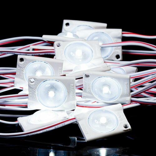 Светодиодный модуль MAKSILED, 20 шт./гирлянда, 0.5Вт, 12В, IP65, SMD2835 1LED, 45лм, холодный белый, ML-M1SN-XL-2835-CW-LP