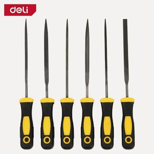Изображение товара Набор надфилей 6шт Deli DL2141 160мм, подшипниковая сталь