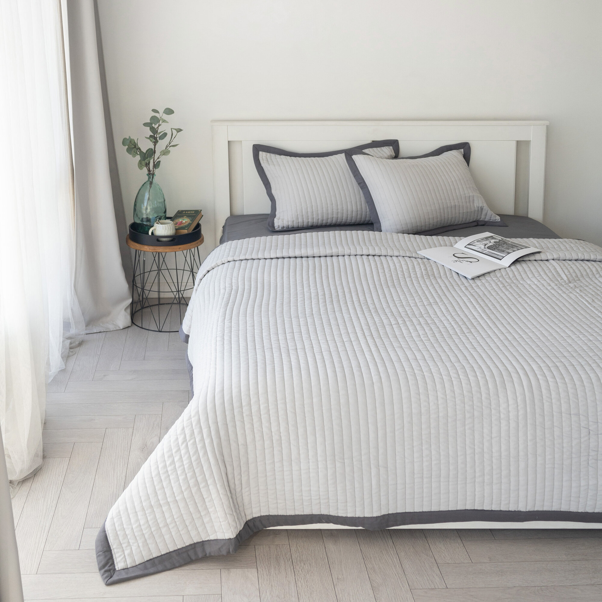 Покрывало DeNASTIA Structure 240x260см, полиэстер, цвет серый — фото 1