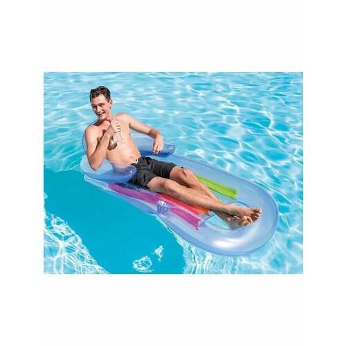 Надувной матрас-кресло шезлонг, 2 камeры 160x85см голубой