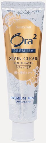 Изображение товара SUNSTAR Ora2 Premium Японская отбеливающая зубная паста, укрепление эмали, защита от кариеса, без SLS и карбоната кальция, с мятным вкусом, 100 гр.