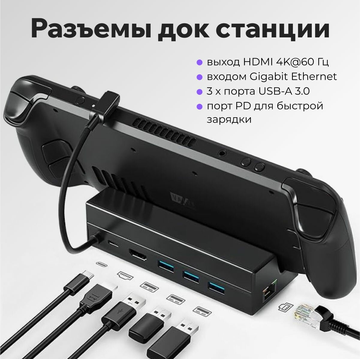 Док станция Steam Deck, Rog Ally Аксессуары для игровых консолей — фото 1