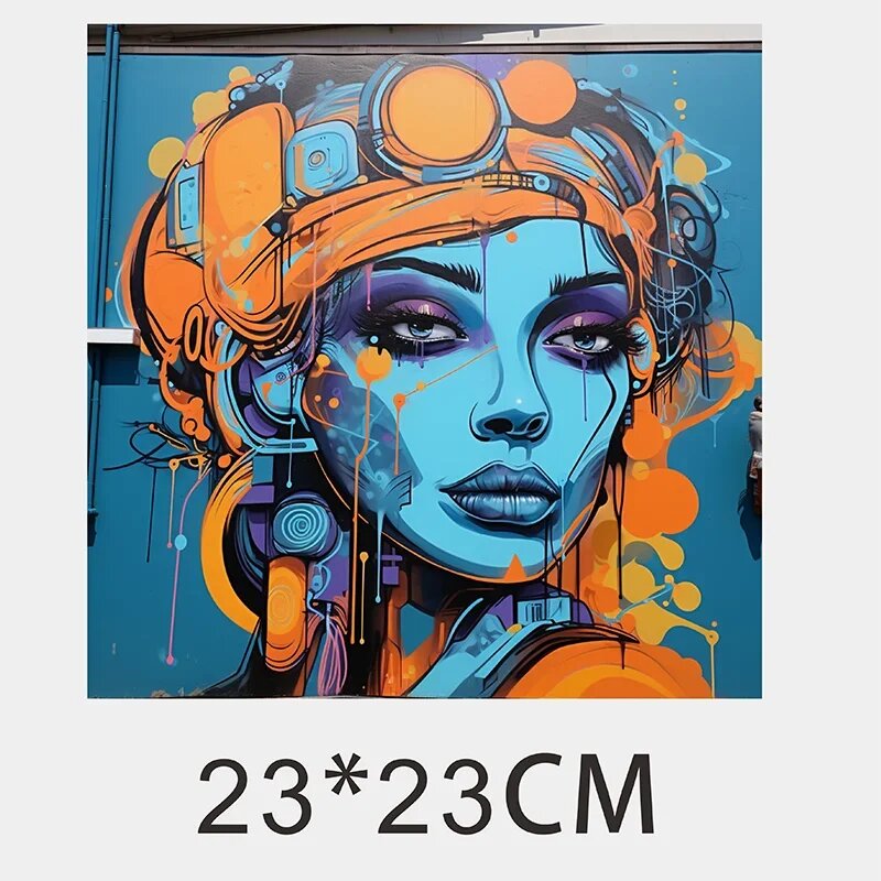 Нашивка граффити с девушкой, 23*23см, QM0015-8