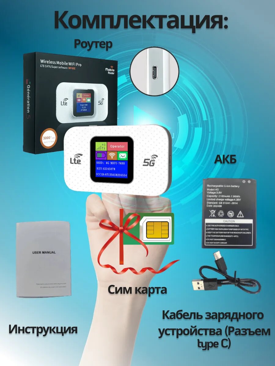 К; арманный Роутер модем Wi-Fi 4g с сим картой, переносной мини роутер — фото 1